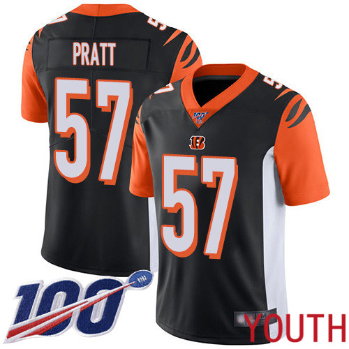 Cincinnati Bengals Limited Black Youth Germaine Pratt Home Jersey NFL Footballl #57 100th Season Vapor Untouchable
